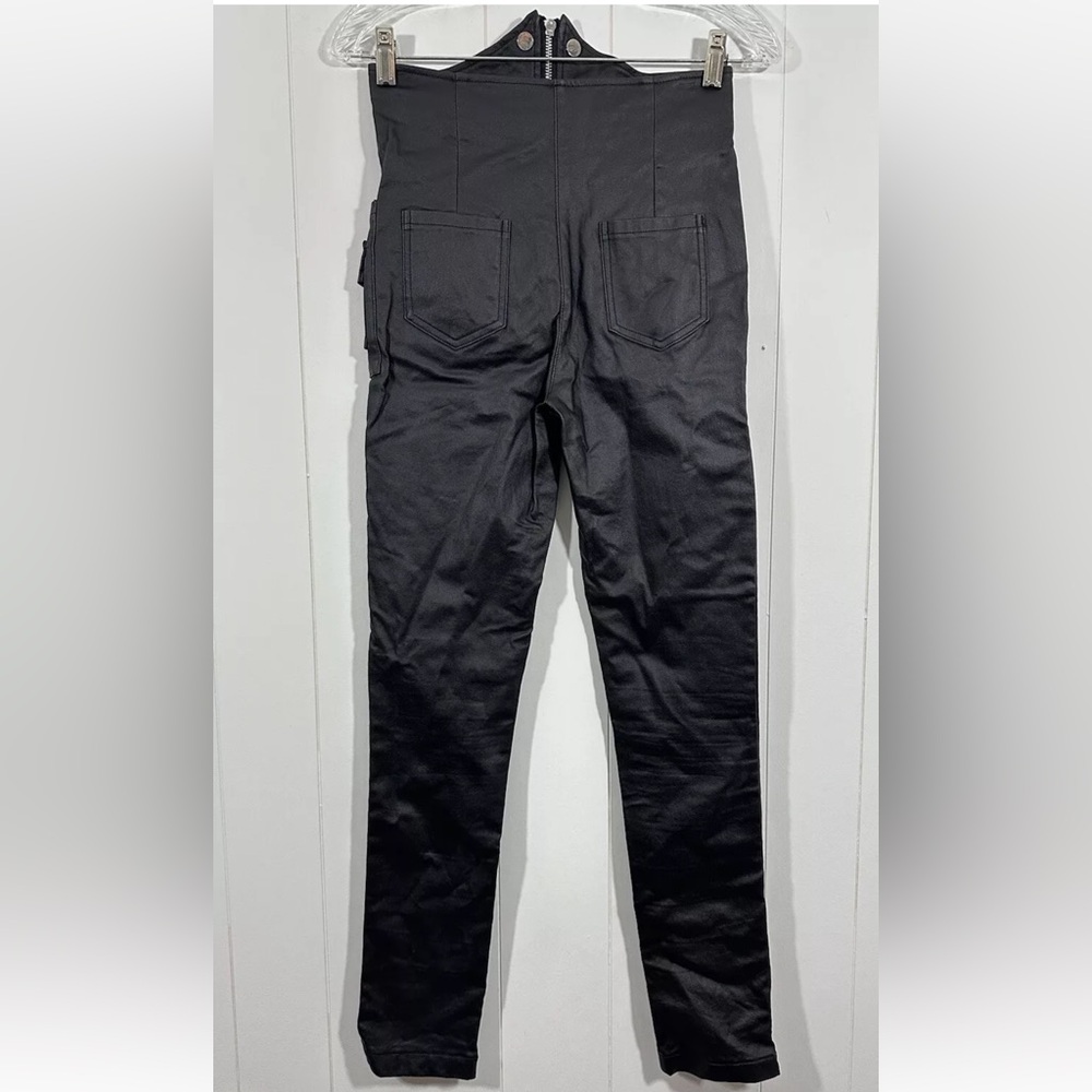 Akira Womens Black Moto Faux Leather Pants Hight Waist Sz Large Zip Front - Picture 5 of 11